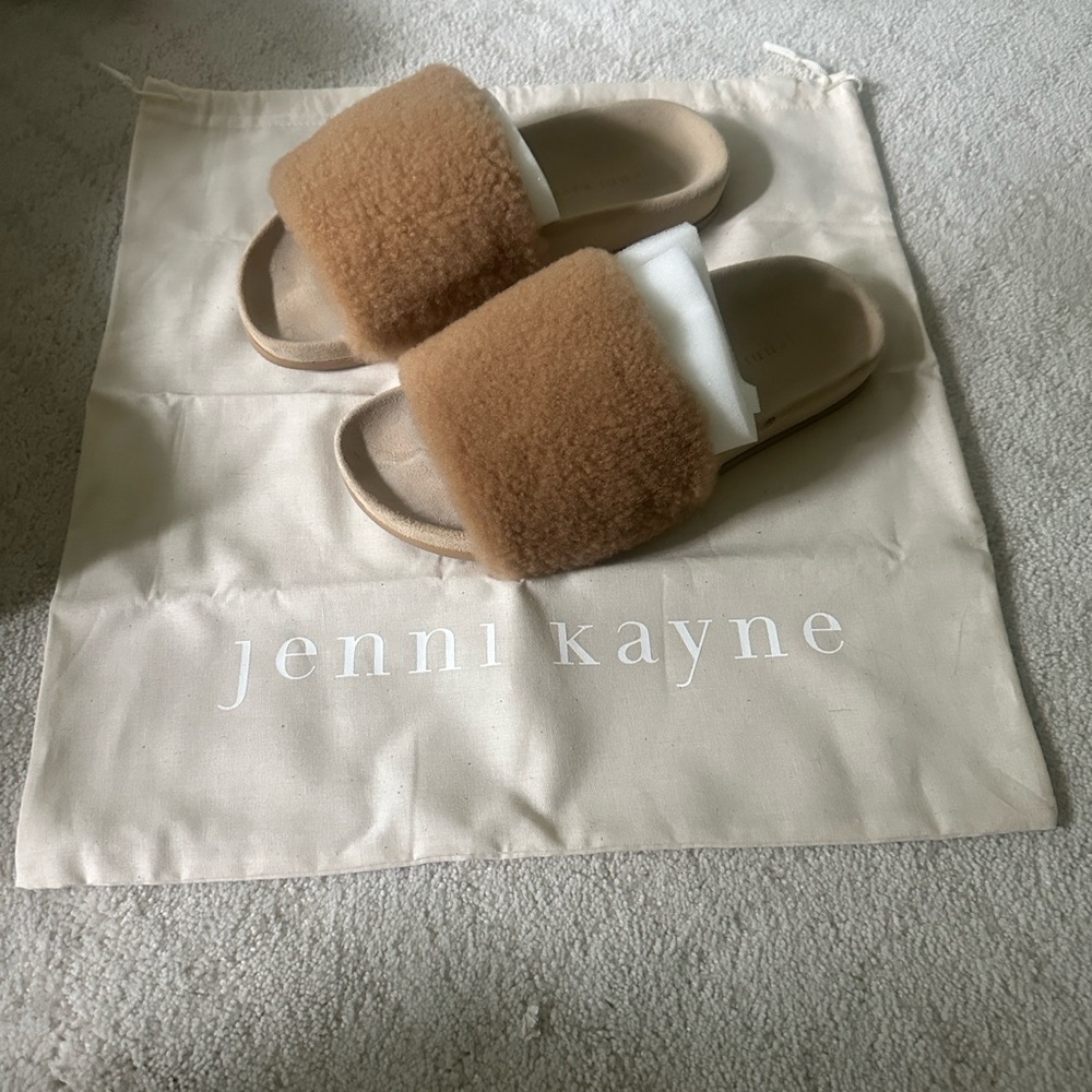 Jenni Kayne Tan Shearling Slides